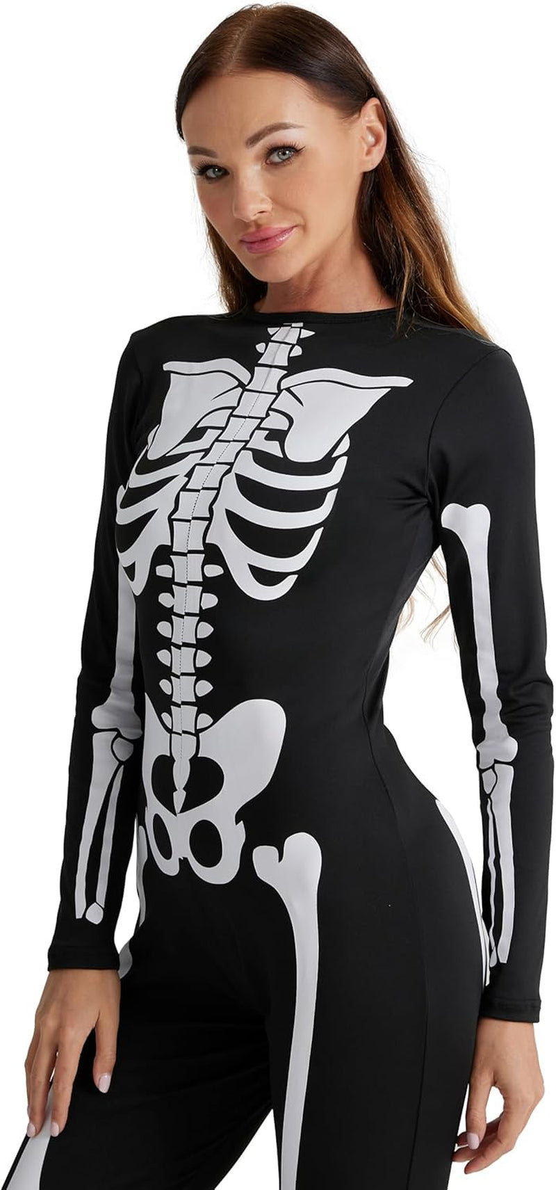 Maxim Party Supplies Women'S Skeleton Bodysuit - Form-Fitting Catsuit with Front and Back Bone Design - Halloween Costume