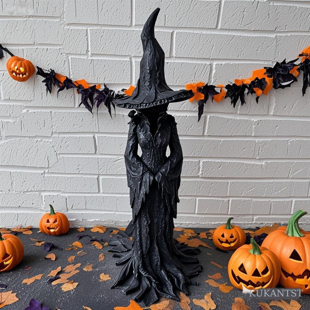 16'' – Cracker Barrel Witch Statue – Halloween Witch Statue, Gothic Halloween Resin Figurine | Retro Magician Decor | Dark Fantasy Ornament | Nib Festival Collectible