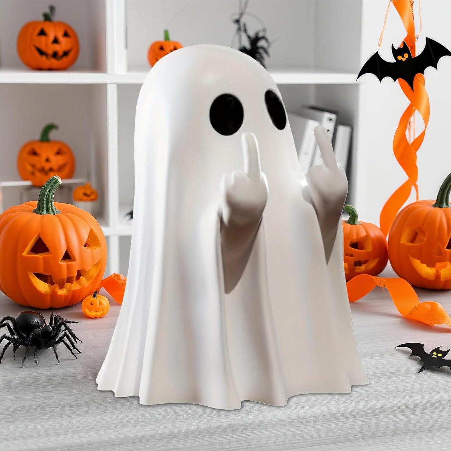 Halloween Ghost Figurine -7.5In Wall-Mounted Ghost Decorations, Cute Ghost Statue for Home, Desk, Party Porch Decor & Wall Decorations for Halloween