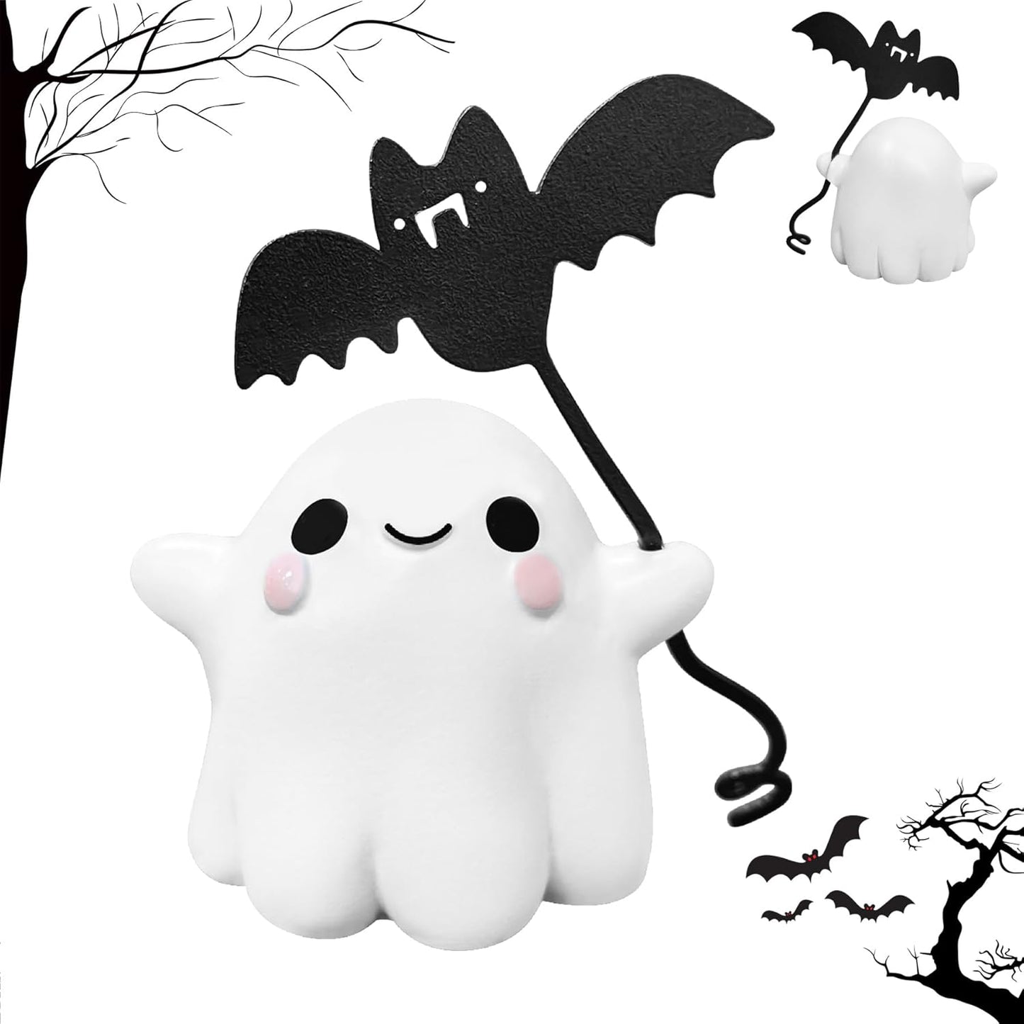 Halloween Ghost Figurine -7.5In Wall-Mounted Ghost Decorations, Cute Ghost Statue for Home, Desk, Party Porch Decor & Wall Decorations for Halloween