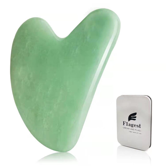 Gua Sha Facial Tool - Jade Stone Massager for Spa Acupuncture Therapy - Heart Shape Guasha for Face