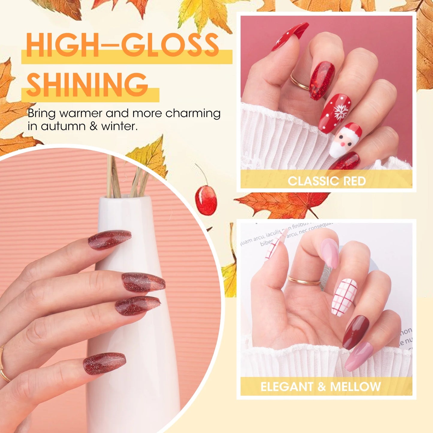 Gel Nail Polish, 12 Colors Gel Polish Fall Nude Wine Red Soak off Nail Gel Polish Set, UV Nail Gel DIY Home Salon Manicure Gifts for Women Girls