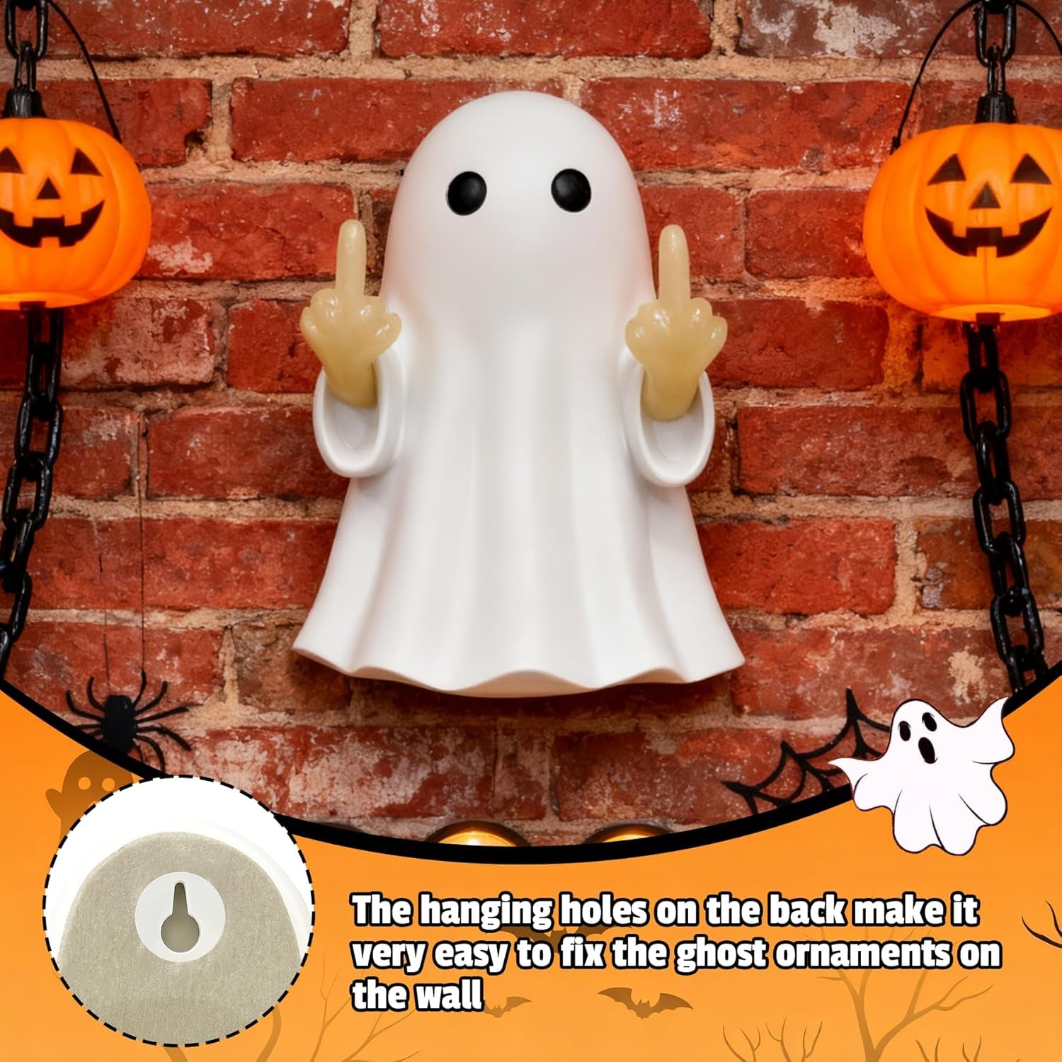 Halloween Ghost Figurine -7.5In Wall-Mounted Ghost Decorations, Cute Ghost Statue for Home, Desk, Party Porch Decor & Wall Decorations for Halloween