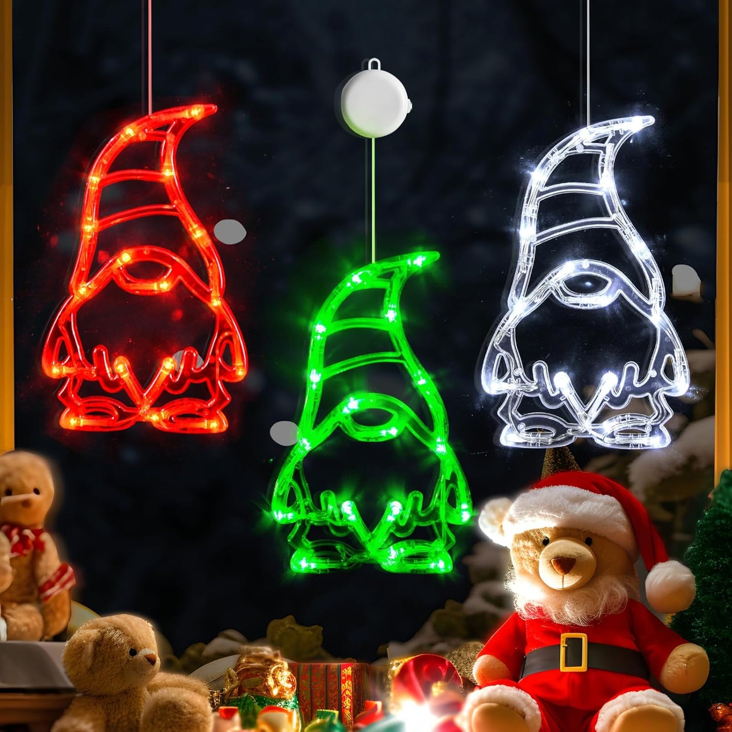 Lolstar Halloween Lights Decorations 2025 3-Pack Orange Pumpkin White Ghost Purple Bat Window Lights with Suction Cups, Battery Operated Halloween LED Lights Window Decor Slow Fade Mode and Timer