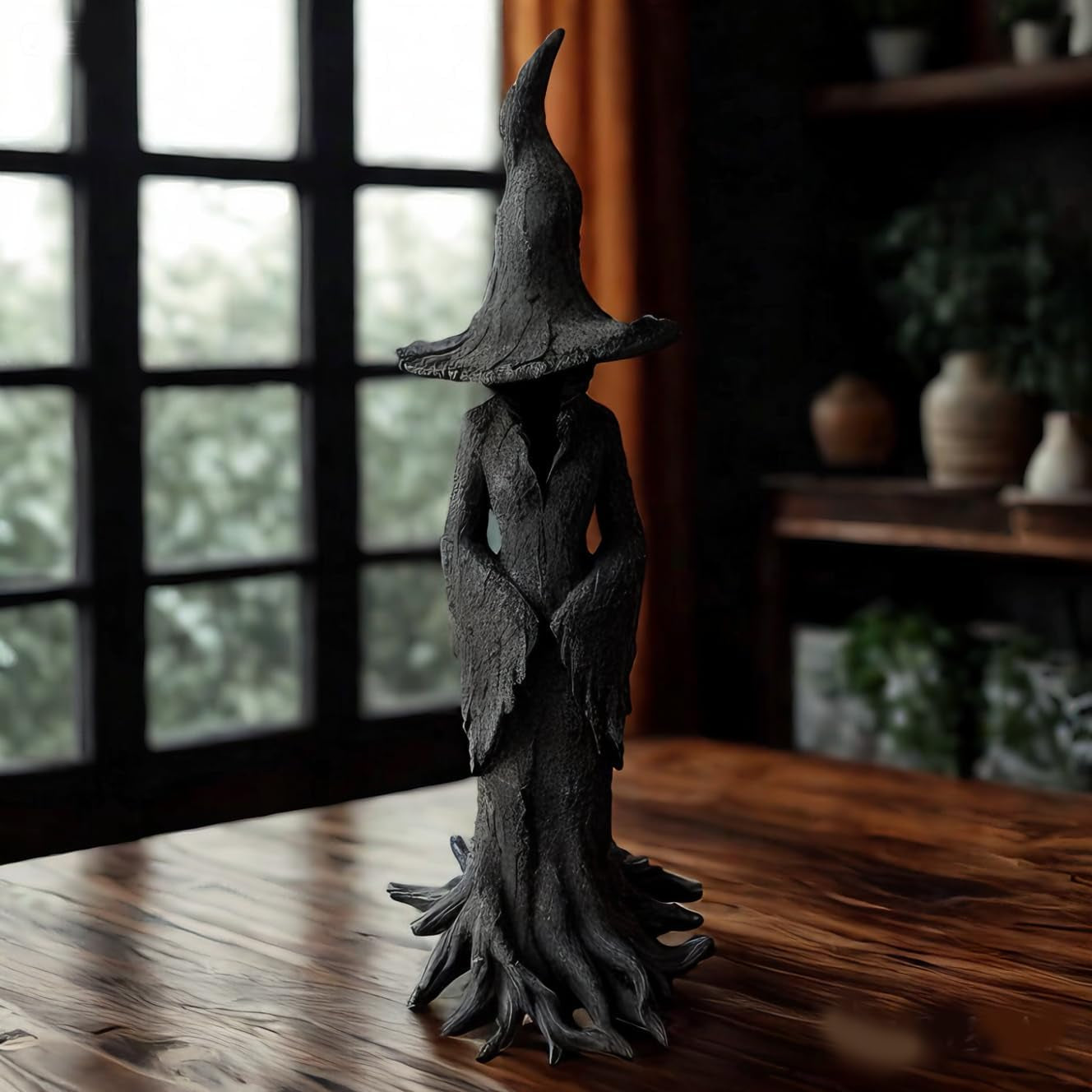 16'' – Cracker Barrel Witch Statue – Halloween Witch Statue, Gothic Halloween Resin Figurine | Retro Magician Decor | Dark Fantasy Ornament | Nib Festival Collectible