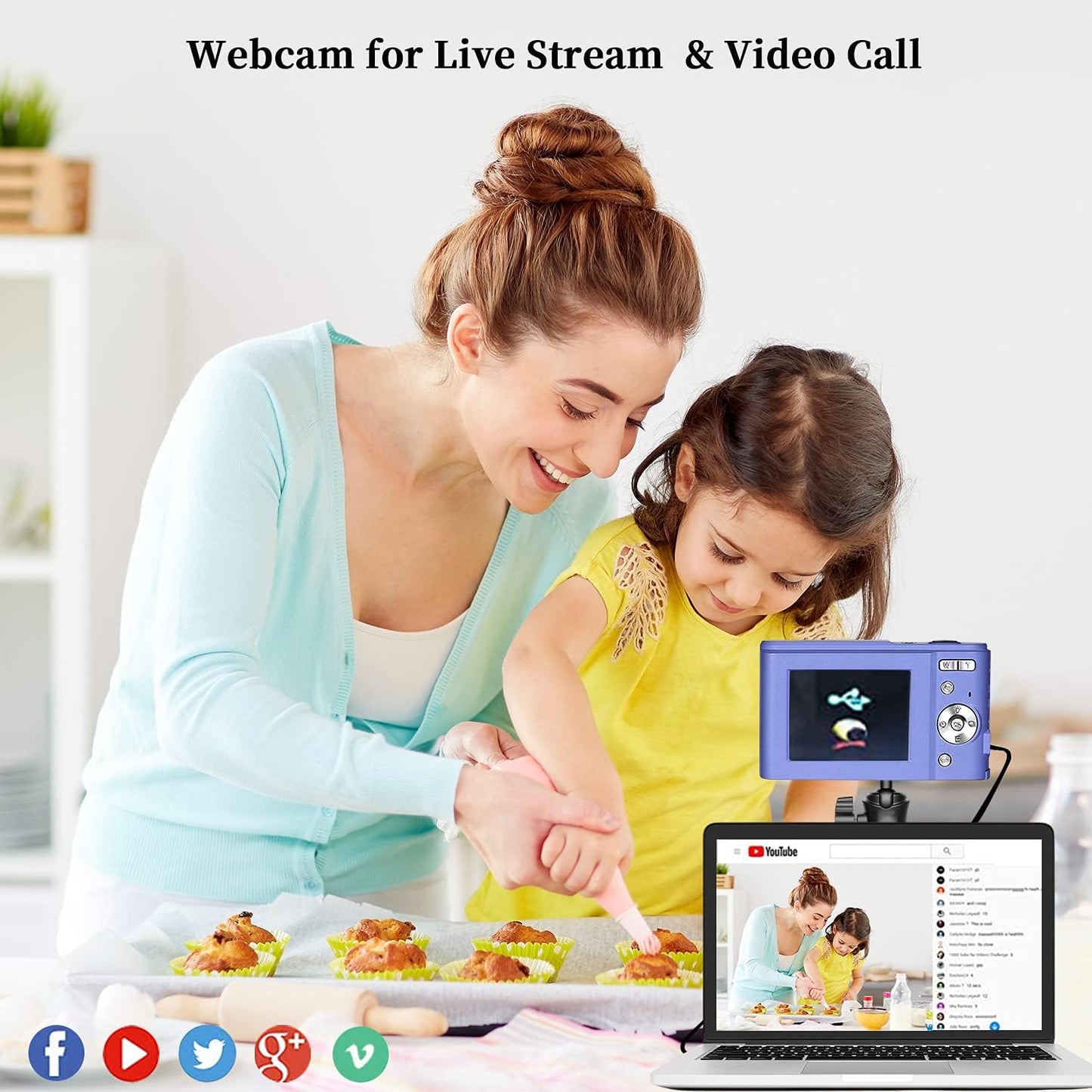 Digital Camera, FHD 1080P 36.0 MP Vlogging Camera Rechargeable Mini Camera Kids Camera Pocket Camera with 32GB SD Card 16X Digital Zoom, Compact Portable Camera for Kids Students Teenager-Brown