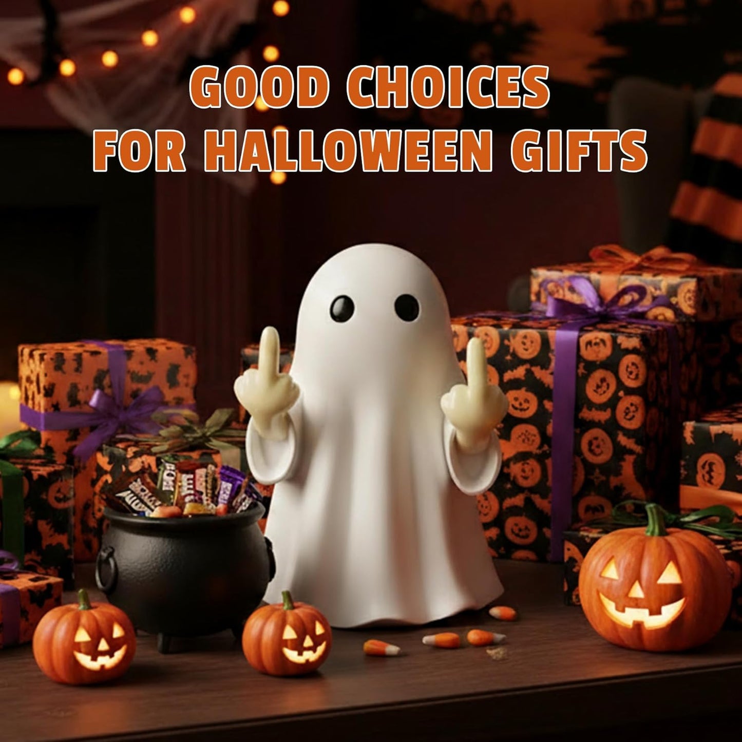 Halloween Ghost Figurine -7.5In Wall-Mounted Ghost Decorations, Cute Ghost Statue for Home, Desk, Party Porch Decor & Wall Decorations for Halloween