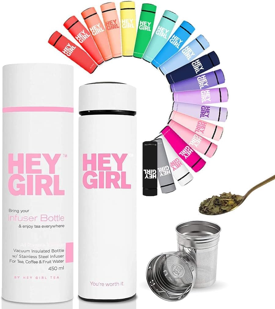 Infuser Bottle 450Ml - Insulated Stainless Steel Water Bottle - Tea Tumbler with Tea Diffuser - Portable Travel Mug for Loose Leaf Tea & Infused Water - Tea Lovers Gifts for Women