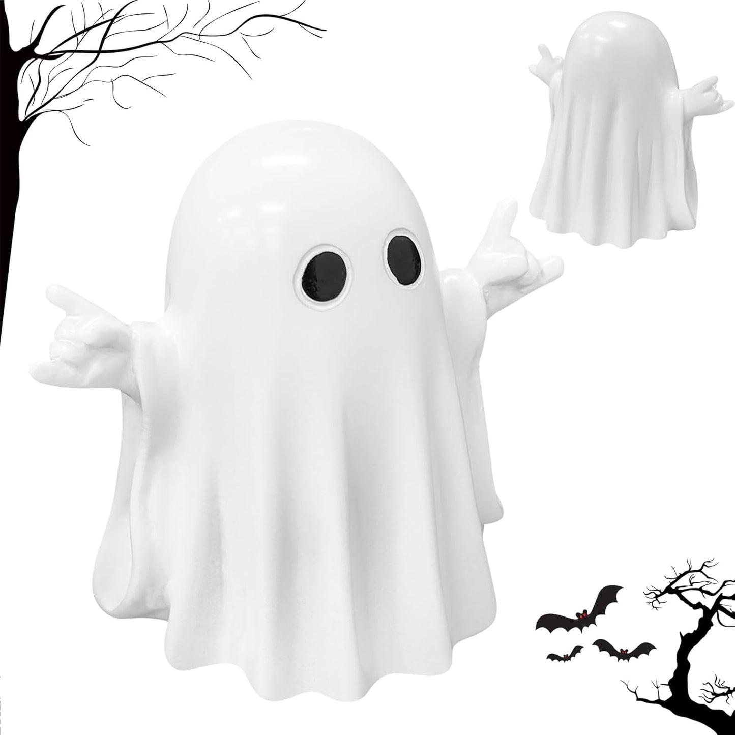 Halloween Ghost Figurine -7.5In Wall-Mounted Ghost Decorations, Cute Ghost Statue for Home, Desk, Party Porch Decor & Wall Decorations for Halloween