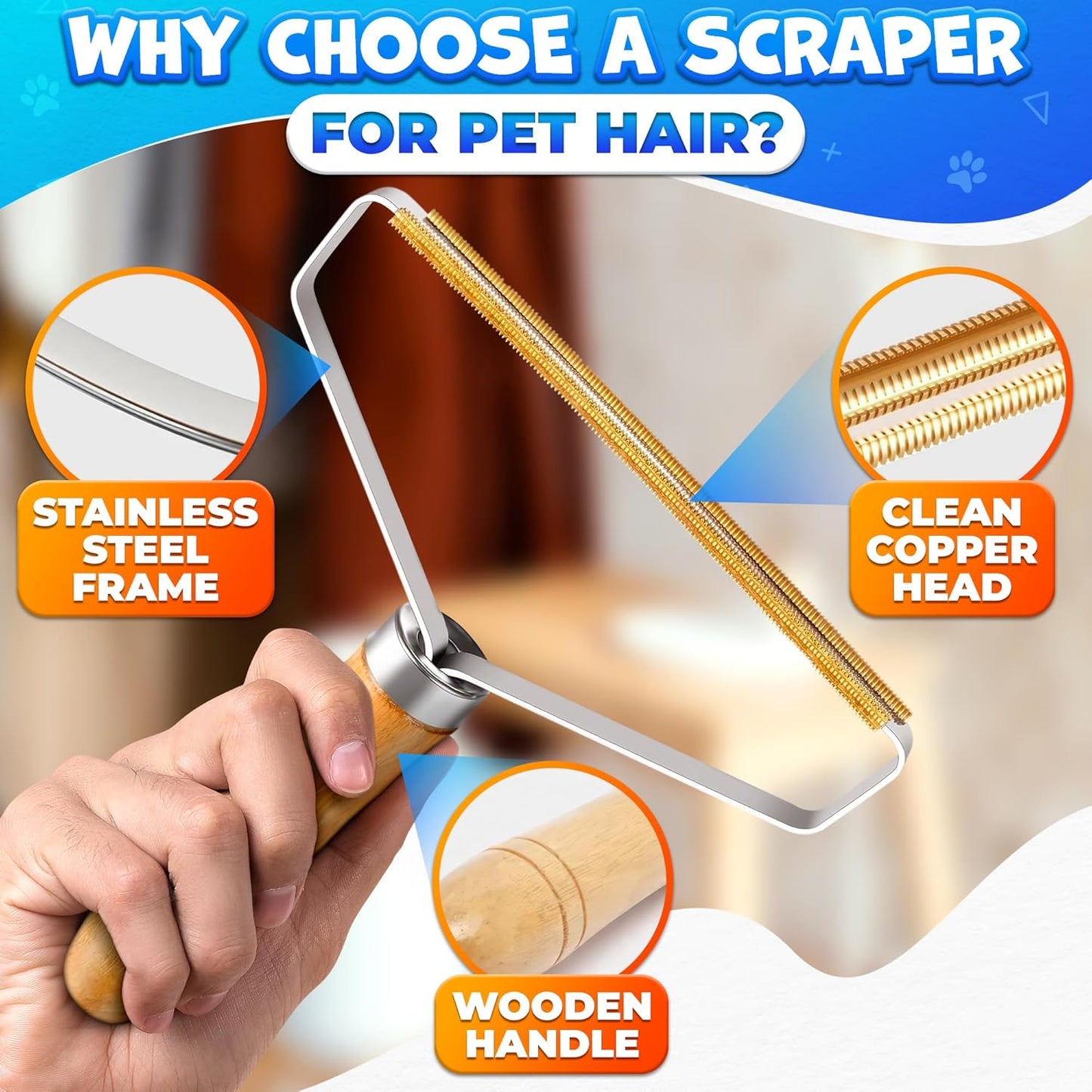 2 Pack Reusable Metal Lint Remover Tool – Durable Pet Hair Remover Tool with Wooden Handle | Portable Fabric Shaver Fuzz Cleaner for Clothes, Carpet & Furniture, Couch, Rugs, Car Seats & Upholstery