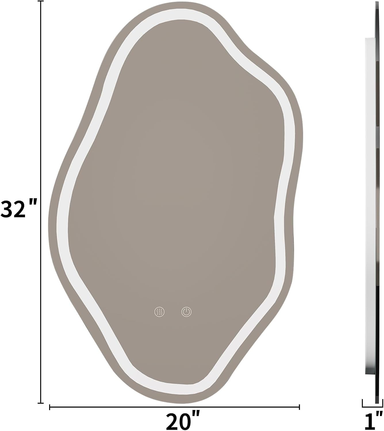 20"X 32" Cloud Irregular LED Bathroom Mirror with Lights, LED Mirror for Bathroom, Lighted, Anti-Fog, Dimmable Adjustable 3 Colors, CRI90+, Touch Button