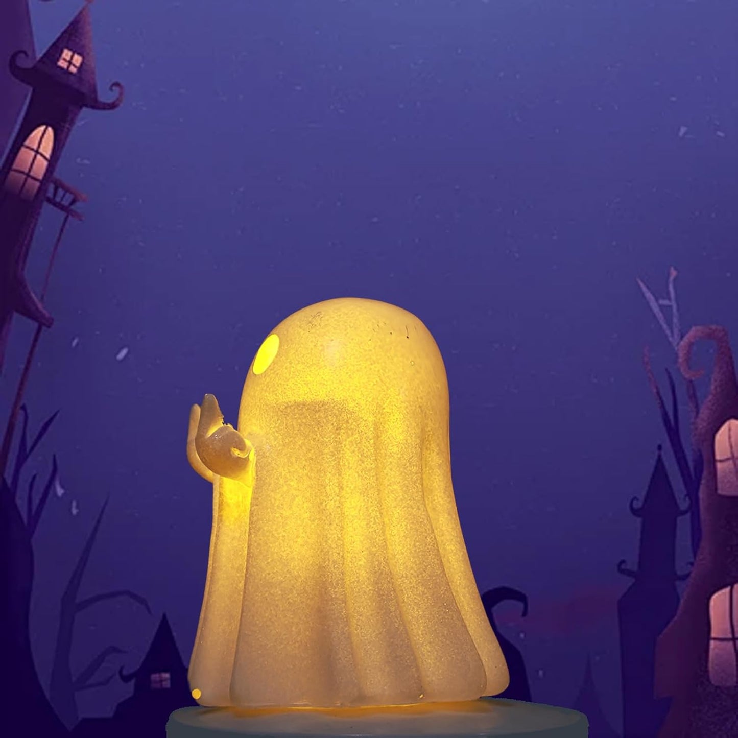 Halloween Ghost Figurine - Spooky Resin Glowing Cute Finger Statue, Cute Finger Light Ghost Decor for Halloween Decorations, Porch and Indoor Spooky Home Decor (A)