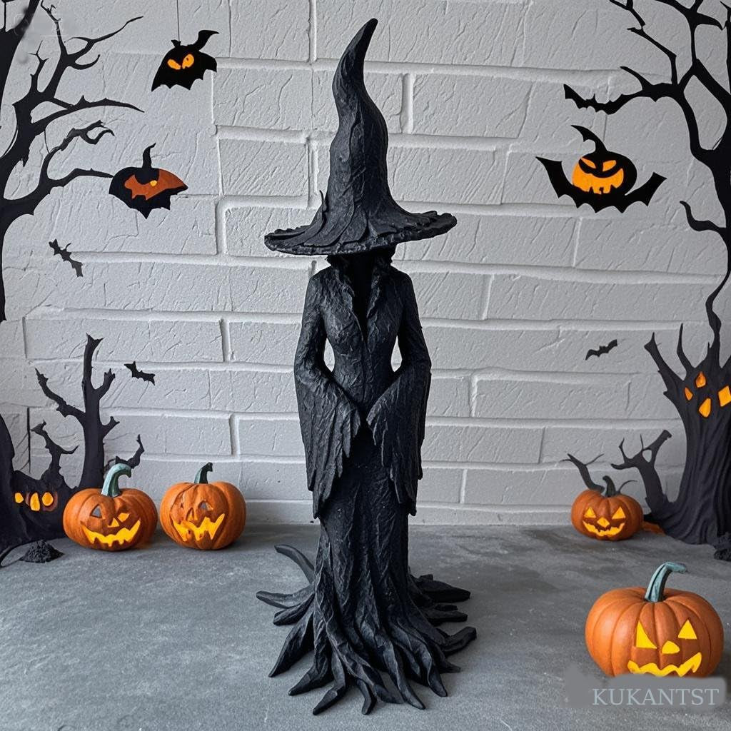 16'' – Cracker Barrel Witch Statue – Halloween Witch Statue, Gothic Halloween Resin Figurine | Retro Magician Decor | Dark Fantasy Ornament | Nib Festival Collectible